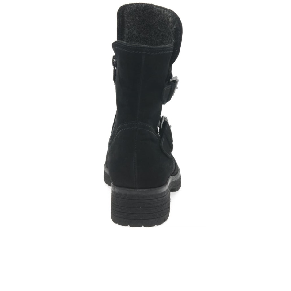 Shiraz Bottes De Motard à Boucle Pour Femme Gabor | Nubuck Exclusif à L\huile Noire